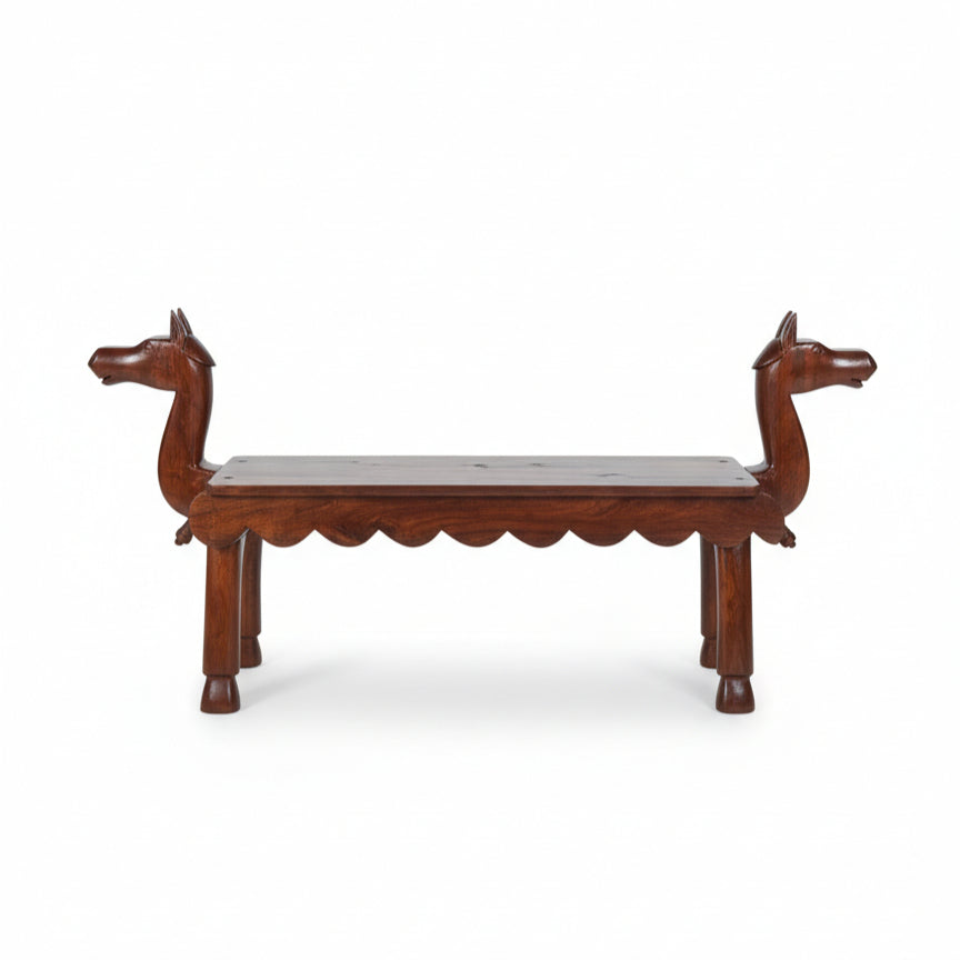 Vahana Carved Wooden Bench