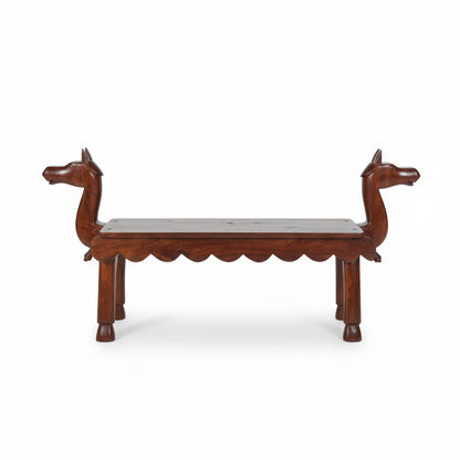 Vahana Carved Wooden Bench