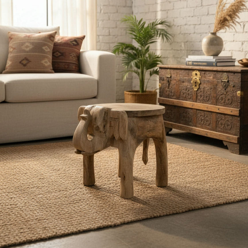 Gajadhar Elephant Carved Stool image 3