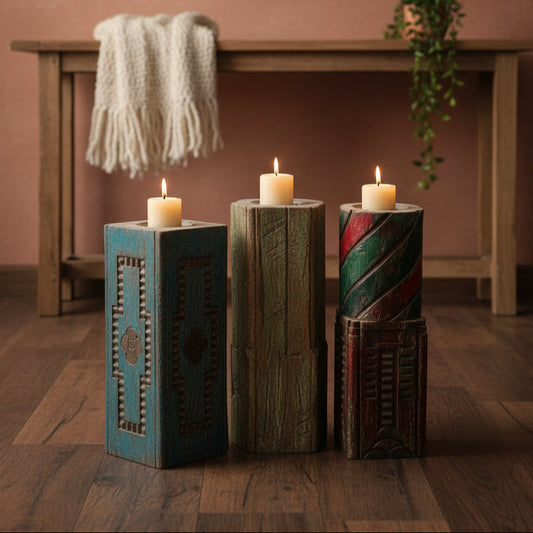 Utsav Carved Candle Stand image 1