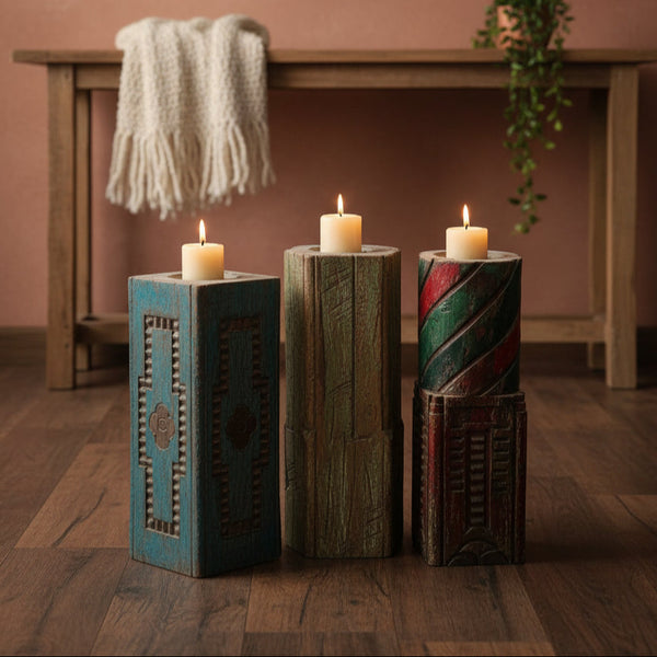 Utsav Carved Candle Stand image 1