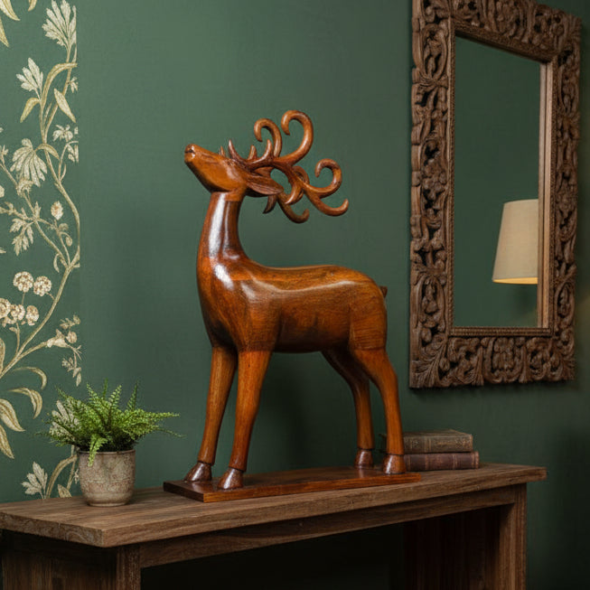 Mriga Wooden Deer Sculpture image 1