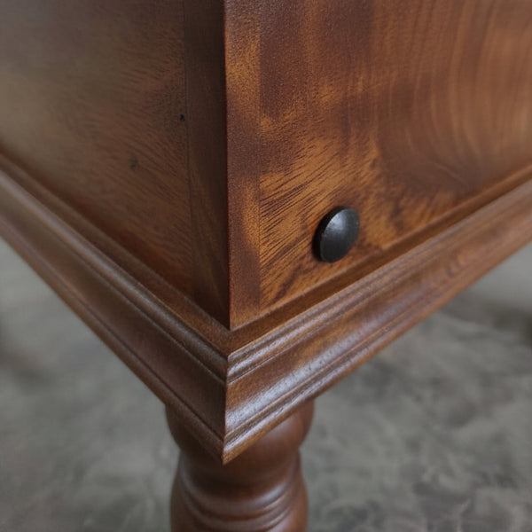 Chhap Mosaic Side Accent Table in light brown with unique reclaimed wooden design.