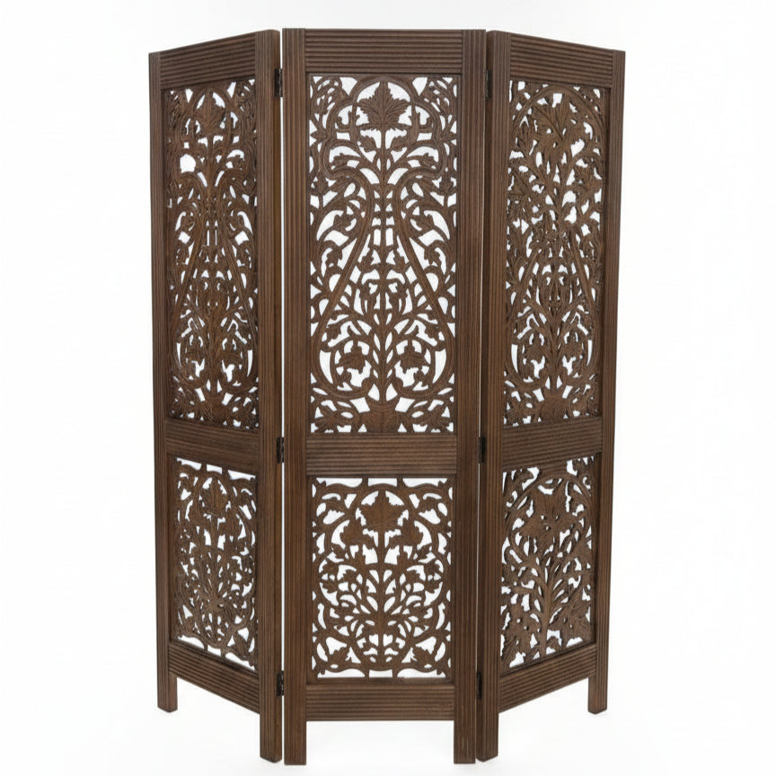 Handcrafted Jaali Heritage Room Divider with intricate carved panels for elegant space separation