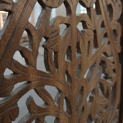 Handcrafted wooden Jaali Heritage Room Divider with intricate carved panels for elegant space separation.