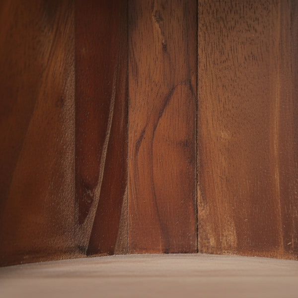 Close-up of smooth, polished wooden surface with natural wood grain texture