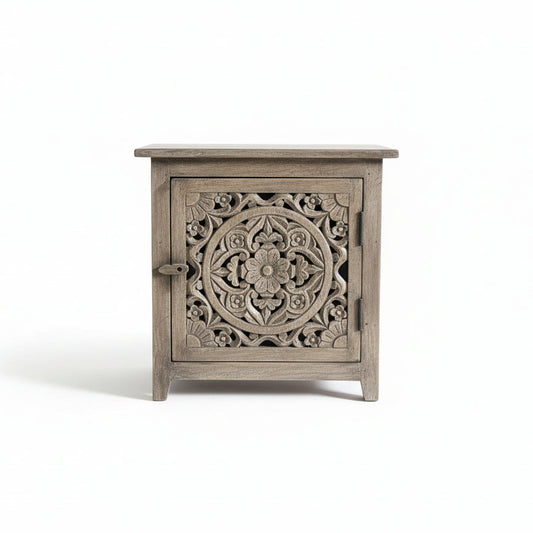 Vintage Lotus Carved Bedside image 0